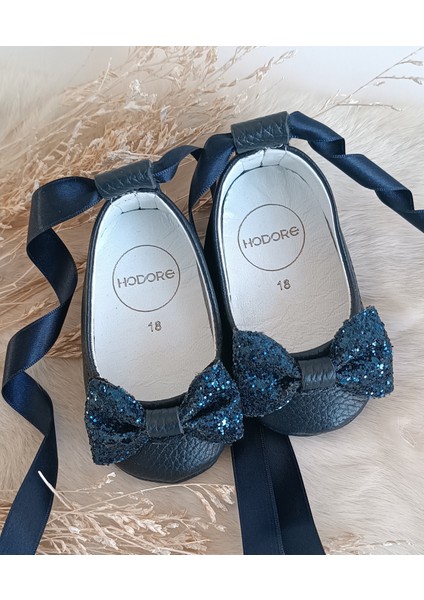 Perla Taşlı Lacivert Hakiki Deri Bebek Babet Ayakkabı fırsatları