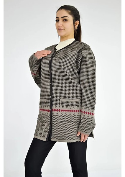 Sıfır Yaka Kaz Ayağa Desenli Ceket fırsatları