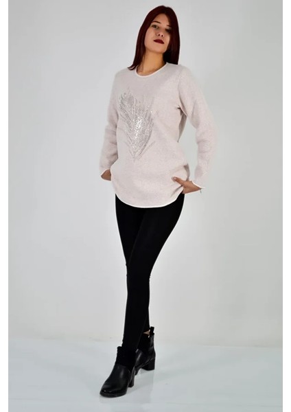 Bisiklet Yaka Ön İncili Triko Bluz fırsatları