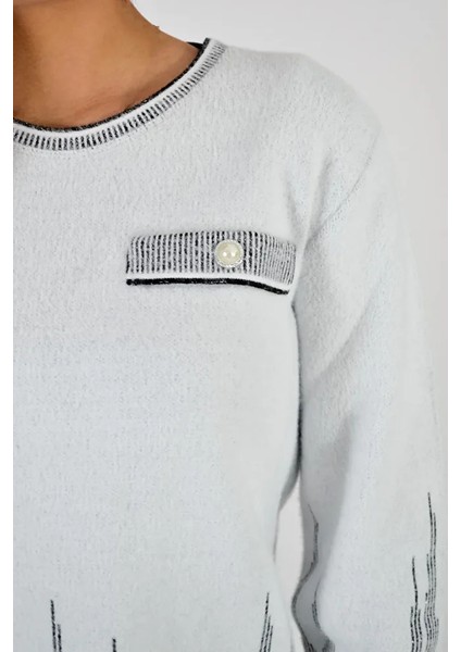 Bisiklet Yaka Desenli Triko Bluz indirimleri