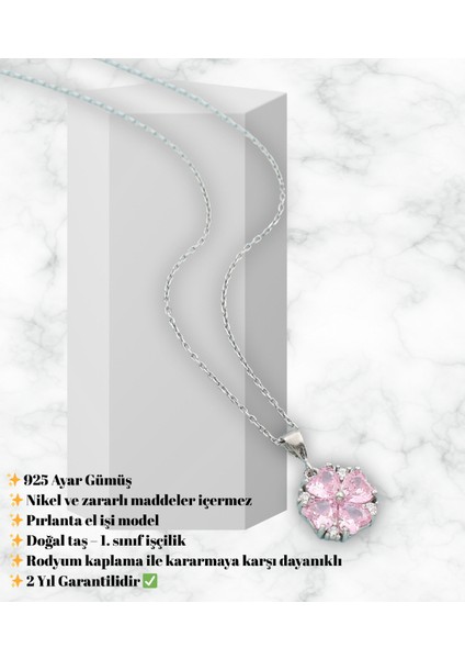 Işıltılı Pembe Heartyum Kadın Gümüş Kolye modelleri