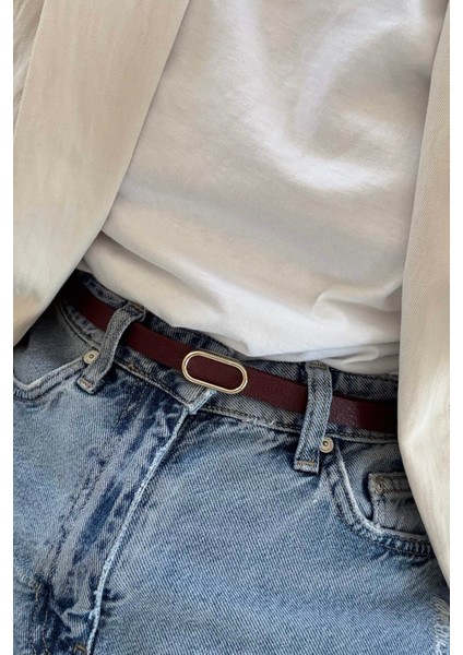 Alice Ince Gold Tokalı Bordo Kadın Kemer