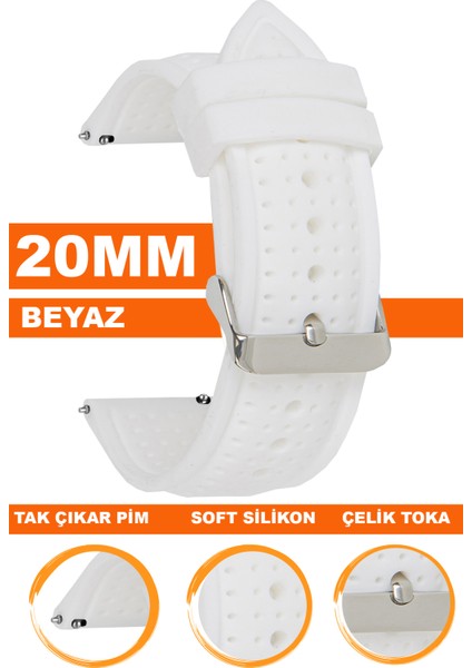 20MM Fossil-Welder-Casio-Seiko-Omega-Armani Saat Uyumlu Silikon Saat Kordonu 20S26B