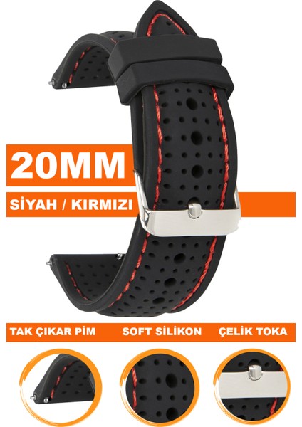 Huawei Watch Gt Gt2 Gt3 42MM Kasa Model Uyumlu 20MM Silikon Saat Kordonu Kayışı 20S26B