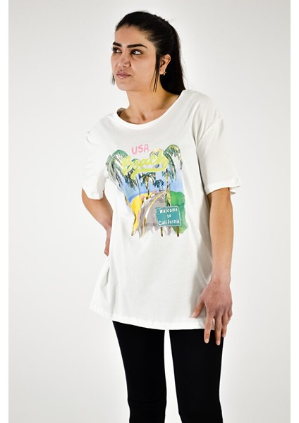 Sıfır Yaka Renkli Baskılı T-shirt fiyatları