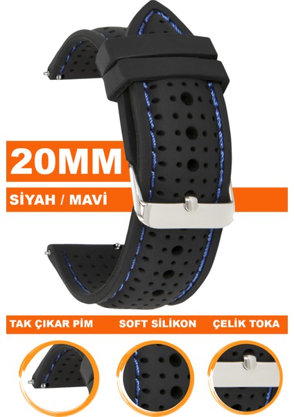 Huawei Watch Gt Gt2 Gt3 42MM Kasa Model Uyumlu 20MM Silikon Saat Kordonu Kayışı 20S26B