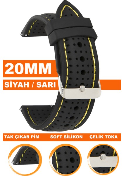 Huawei Watch Gt Gt2 Gt3 42MM Kasa Model Uyumlu 20MM Silikon Saat Kordonu Kayışı 20S26B