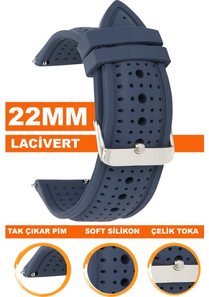 22MM Fossil-Welder-Casio-Seiko-Omega-Armani Saat Uyumlu Silikon Saat Kordonu 22S26B