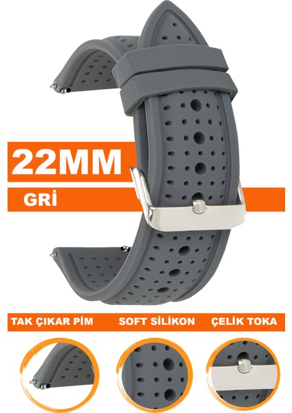 22MM Fossil-Welder-Casio-Seiko-Omega-Armani Saat Uyumlu Silikon Saat Kordonu 22S26B