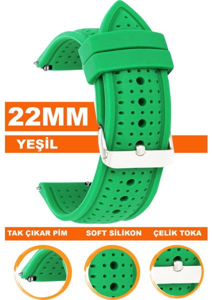 Xiaomi Mi Watch S1-S2 Yuvarlak Kasa Uyumlu 22MM Silikon Saat Kordonu Kayışı 22S26B
