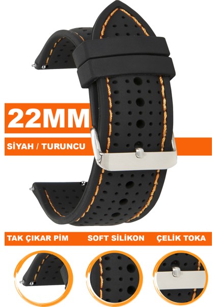 Xiaomi Mi Watch S1-S2 Yuvarlak Kasa Uyumlu 22MM Silikon Saat Kordonu Kayışı 22S26B