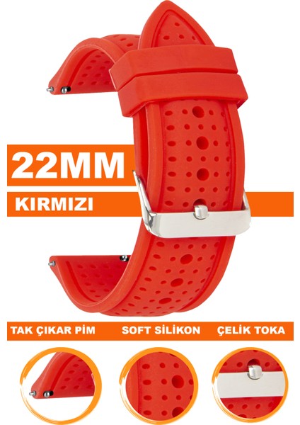 Xiaomi Mi Watch S1-S2 Yuvarlak Kasa Uyumlu 22MM Silikon Saat Kordonu Kayışı 22S26B