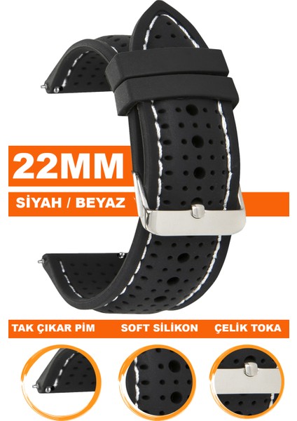 Xiaomi Mi Watch S1-S2 Yuvarlak Kasa Uyumlu 22MM Silikon Saat Kordonu Kayışı 22S26B
