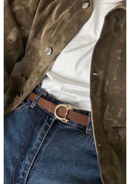 Dino Gold Tokalı Taba Kadın Kemer