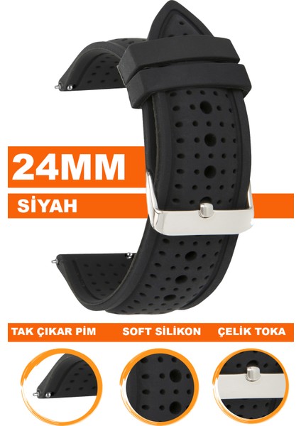 24MM Fossil-Welder-Casio-Seiko-Omega-Armani Saat Uyumlu Silikon Saat Kordonu 24S26B