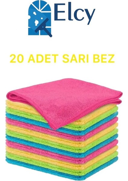 Mikrofiber Temizlik Bezi 20'li 40X40 Mutfak Yer Banyo Temizleme Bezi Havlu Bez Karışık Renk