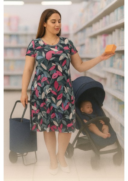 Moda Kadın Büyük Beden Viskon Iç Göstermez Çan Elbise