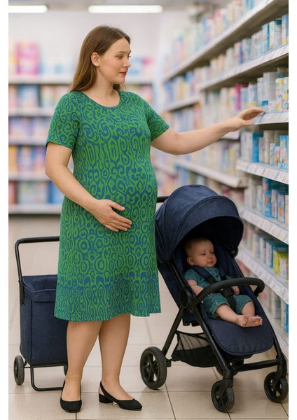 Kadın Büyük Beden Yeşil Viskon Elbise