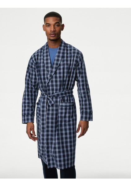 Saf Pamuklu Ekose Desenli Sabahlık fiyatları