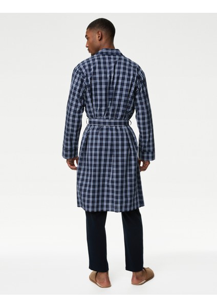 Saf Pamuklu Ekose Desenli Sabahlık modelleri