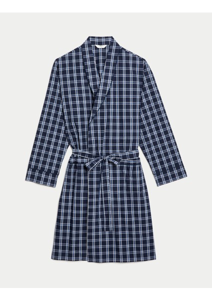 Saf Pamuklu Ekose Desenli Sabahlık fırsatları