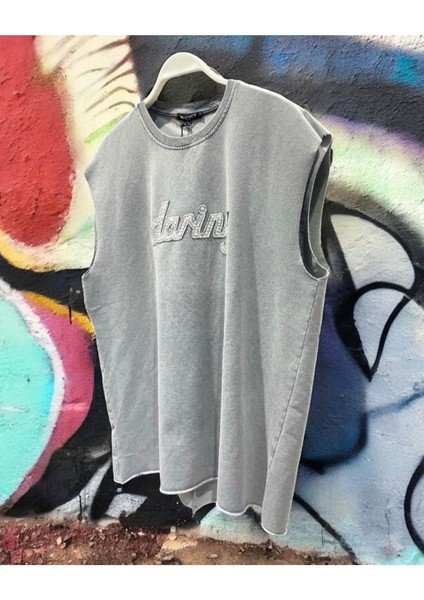 Erkek Asit Yıkamalı Nakış Detaylı Oversize Atlet fiyatları