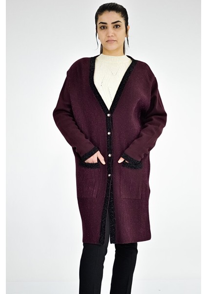 Sim Detaylı Triko Uzun Ceket fırsatları