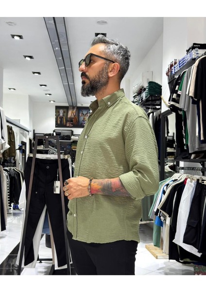Müslin Kumaş Basic Düğmeli Erkek Gömlek modelleri