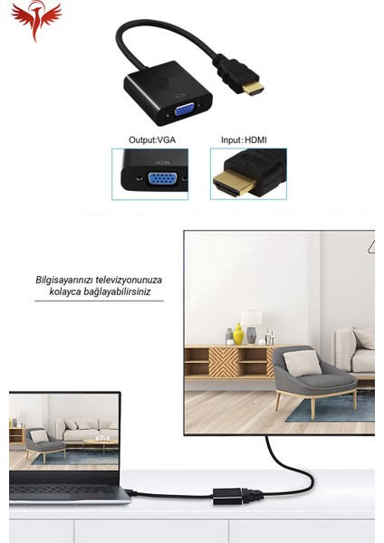 HDMI To VGA Görüntü Kablosu (Sesli) Monitör-Pc Kablosu fiyatları