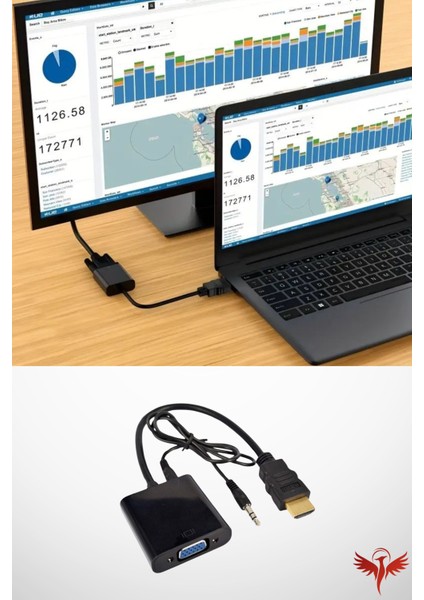 HDMI To VGA Görüntü Kablosu (Sesli) Monitör-Pc Kablosu