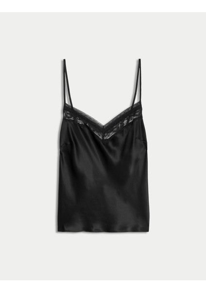 Dantel Detaylı Askılı İpek Gecelik Üstü