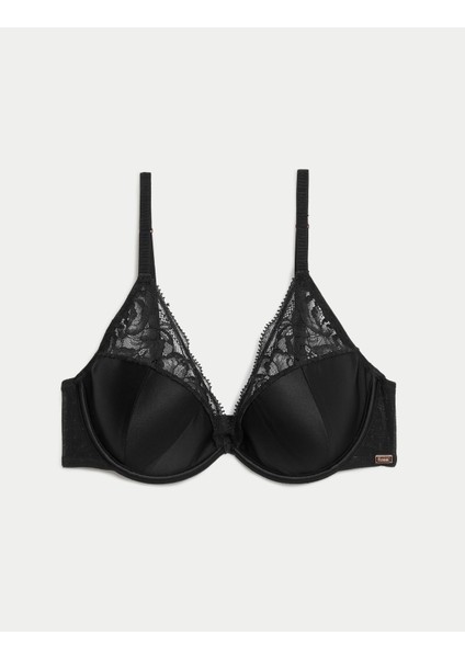 Dantel Detaylı İpek Plunge Sütyen