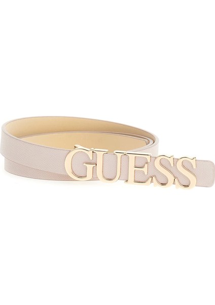 Kadın Yazı Tokalı Kemer - Krem