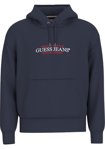 Erkek Gj Kapüşonlu Nakış Logolu Sweatshirt - Lacivert
