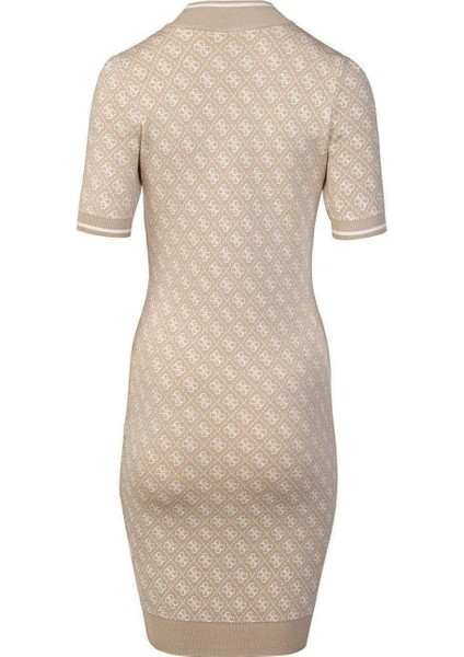 Kadın Lise Desenli Triko Elbise - Kahverengi fiyatları