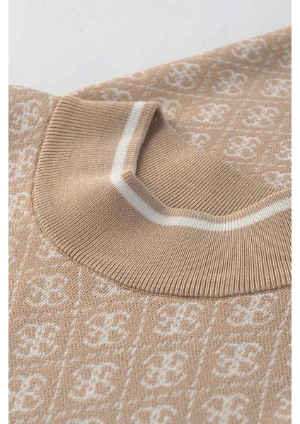 Kadın Lise Desenli Triko Elbise - Kahverengi modelleri