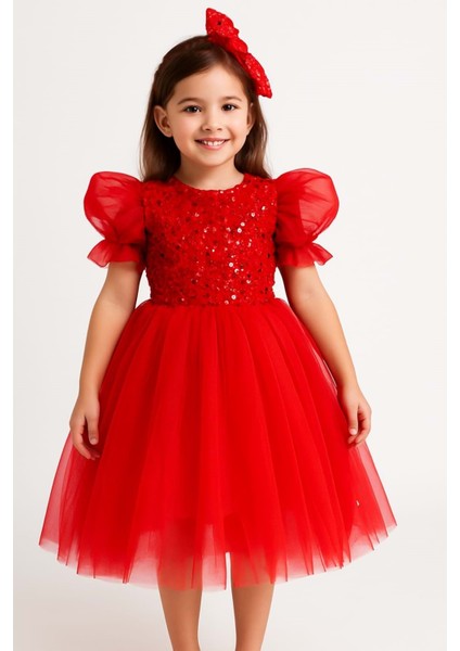 Balon Kol Pul Payet Kız Çocuk Tütü Elbise M00751