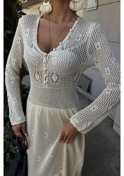 Düğme Detaylı ve Kat Etekli Etnik Elbise 2859 modelleri