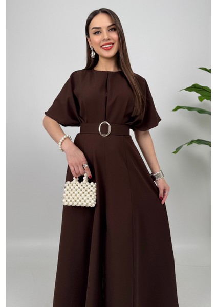 Alora Kadın Kemer Detaylı Şık Kahverengi Elbise – Özel Günler Için Zarafet fiyatları