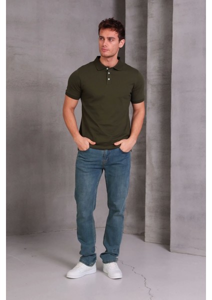 Erkek Slim Fit Pamuklu Yumuşak Doku Nefes Alan Kumaş Yakalı Tişört fırsatları