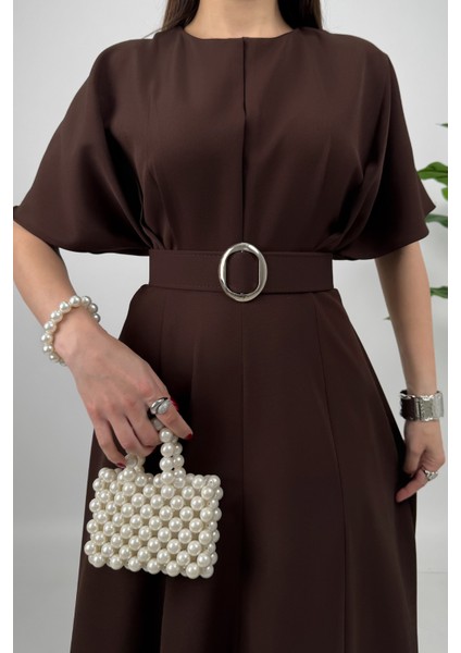 Alora Kadın Kemer Detaylı Şık Kahverengi Elbise – Özel Günler Için Zarafet fırsatları