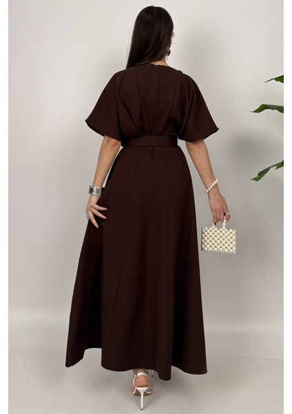 Alora Kadın Kemer Detaylı Şık Kahverengi Elbise – Özel Günler Için Zarafet indirimleri