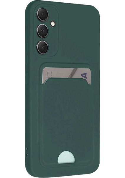 Newface Samsung Galaxy A16 5g Kılıf Kelvin Kartvizitli Silikon - Koyu Yeşil