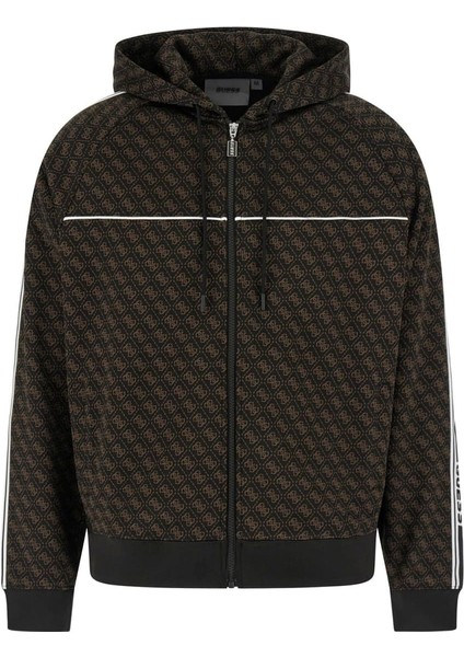 Erkek Parimo Monogram Desenli Kapüşonlu Aktif Sweatshirt - Çok Renkli