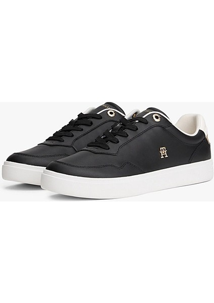 Kadın Th Monogram Plaque Court Sneakers - Siyah