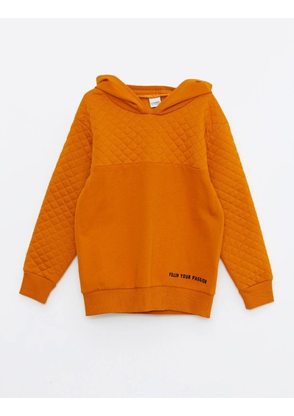 Lcw Kids Sarı Kapüşonlu Kapitone Desenli Uzun Kollu Erkek Çocuk Sweatshirt