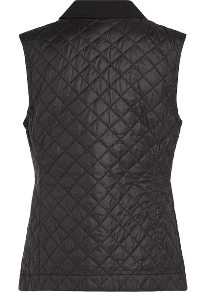 Kadın Slim Fit Kapitone Gömlek Yaka Yelek - Siyah