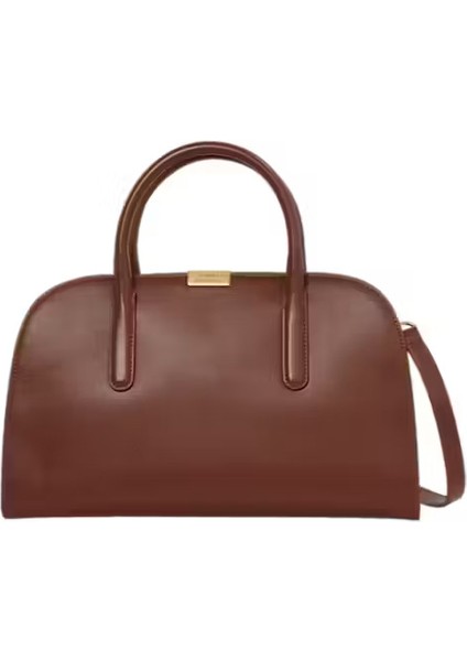 Kadın Yarım Ay Formlu El ve Omuz Çantası - Kahverengi