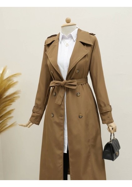 Astarlı Kemerli Trenckot -Taba