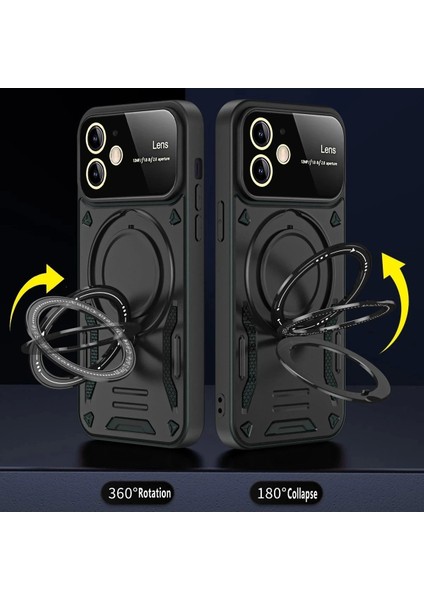 Newface iPhone 11 Kılıf Joy Lens Standlı Kapak - Koyu Yeşil fiyatları